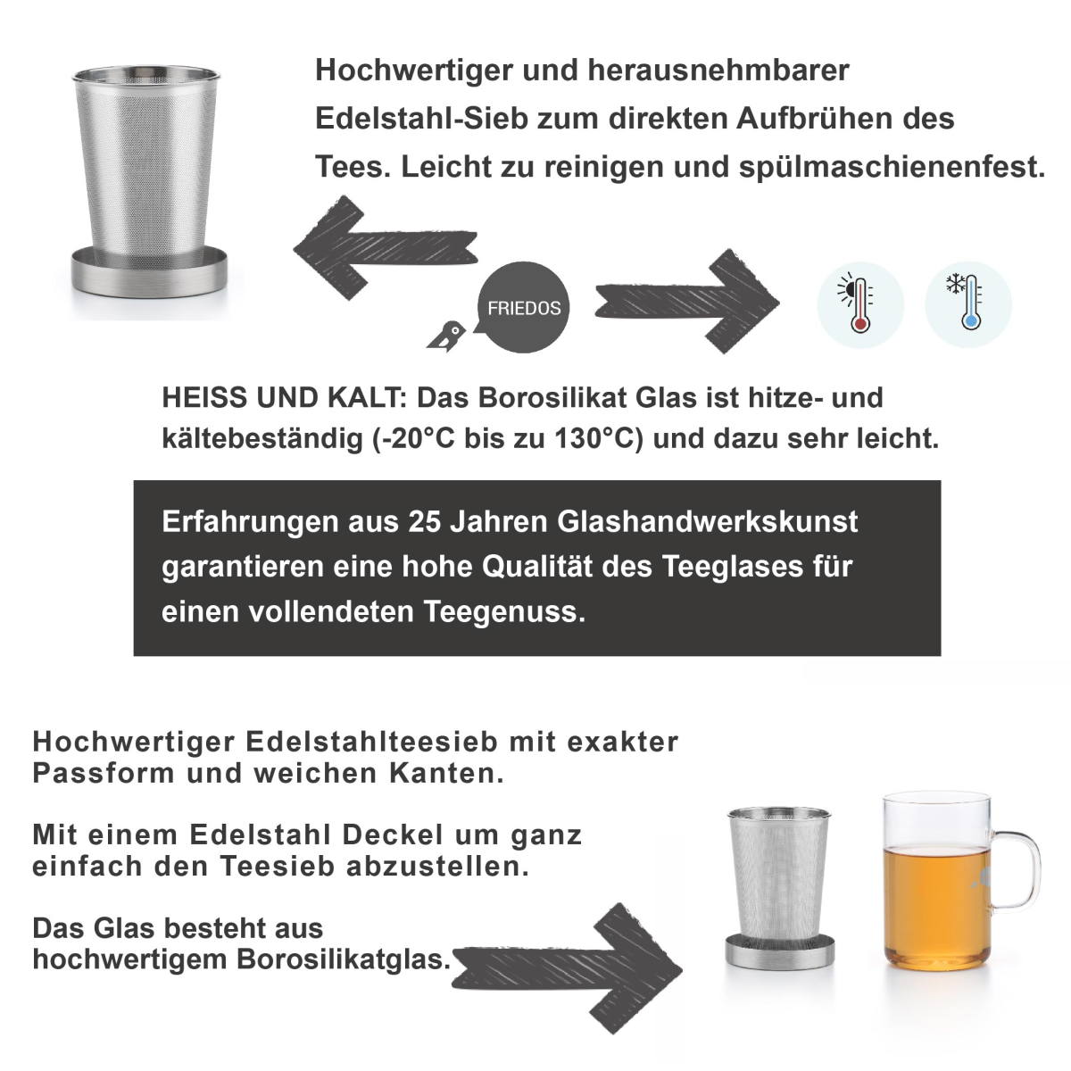 Informationsbild der Friedos Teetasse 500ml mit Metallsieb