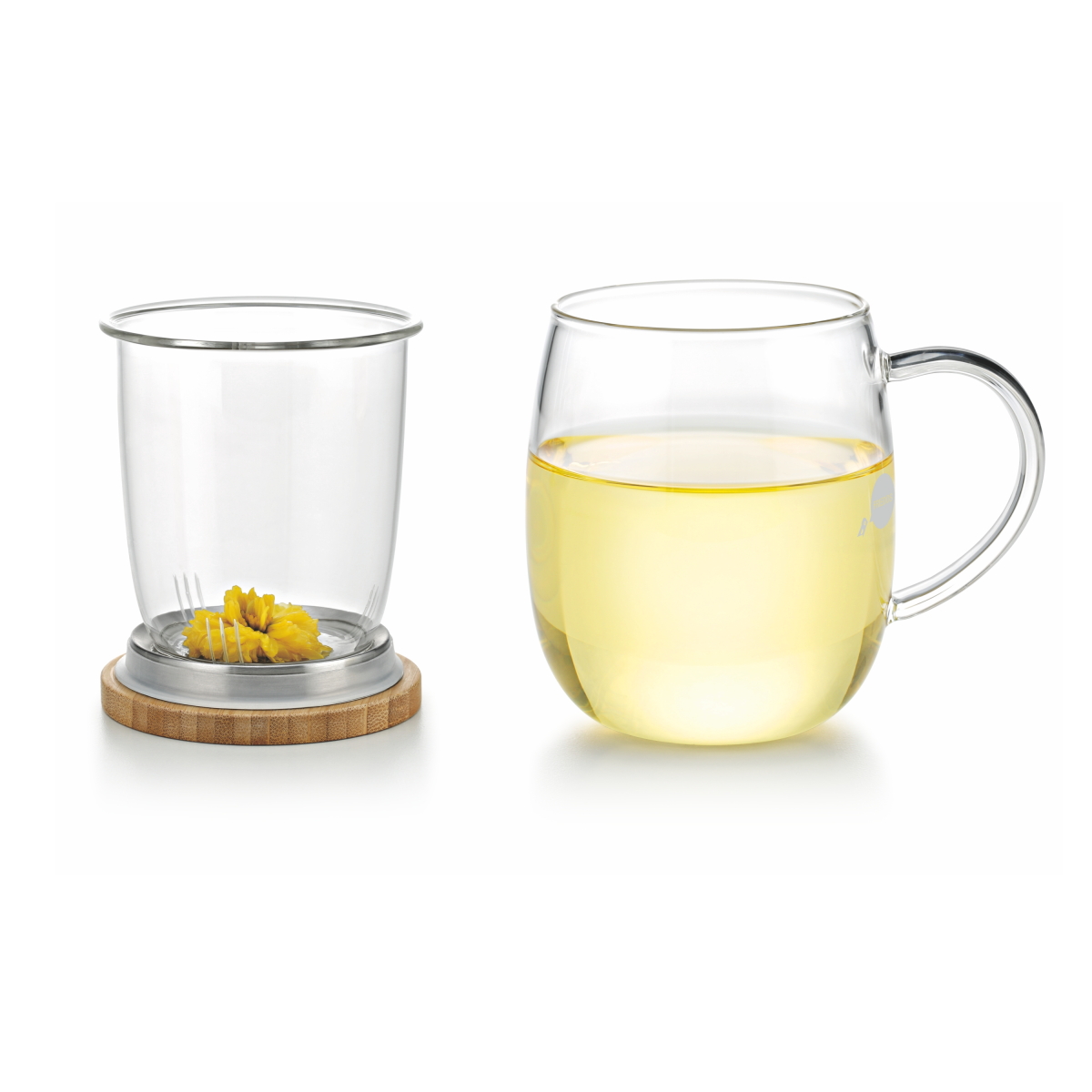 Einzelteile der Friedos Teetasse 500ml mit Glassieb - Bambus