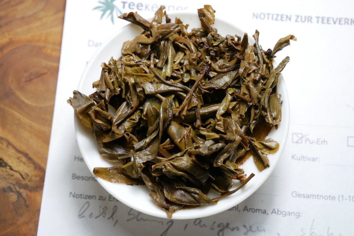 Die Teeblätter nach dem dritten Aufguss